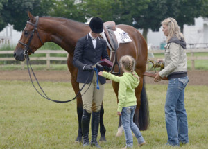 Joy Wheeler and Al E Hondro, 3-Year-Old Open Hunter Under Saddle winners