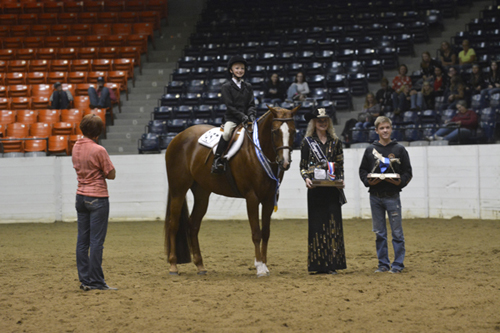 Evelyn Stein, Fancy My Details celebrate Small Fry Equitation win