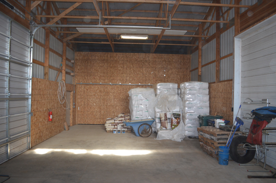 The new Spratto barn has a separate room for hay, bedding and feed and all wiring is in heavy conduit.